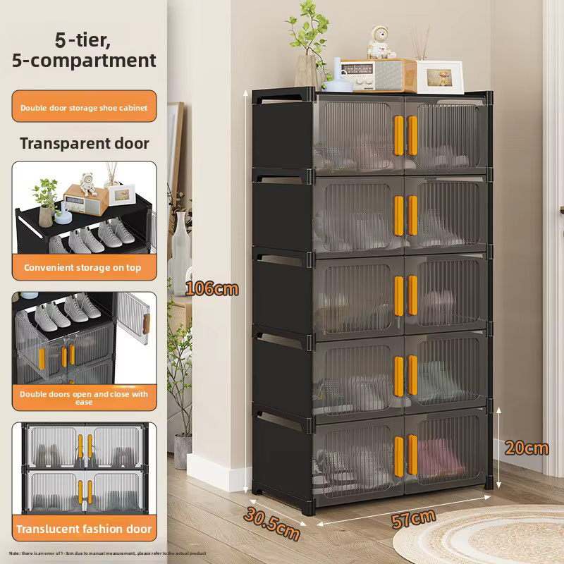 Meuble à chaussures tendance pour entrée, casier à chaussures multi-niveaux pour salon, étagères à collations, boîte de rangement pliable pour chaussures, mobilier