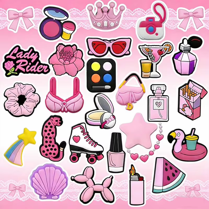 1/25 pièces Breloques roses pour chaussures
