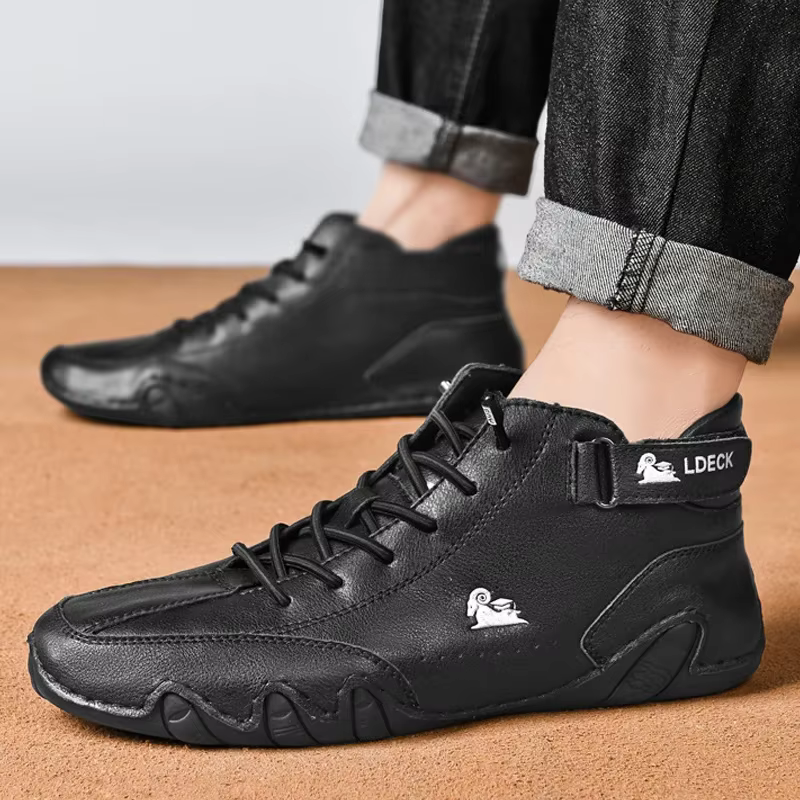 Bottes de moto en cuir pour hommes