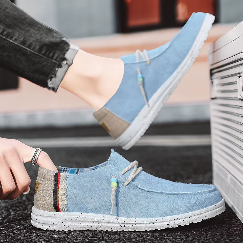 Printemps été bleu hommes chaussures bateau décontractées léger sans lacet