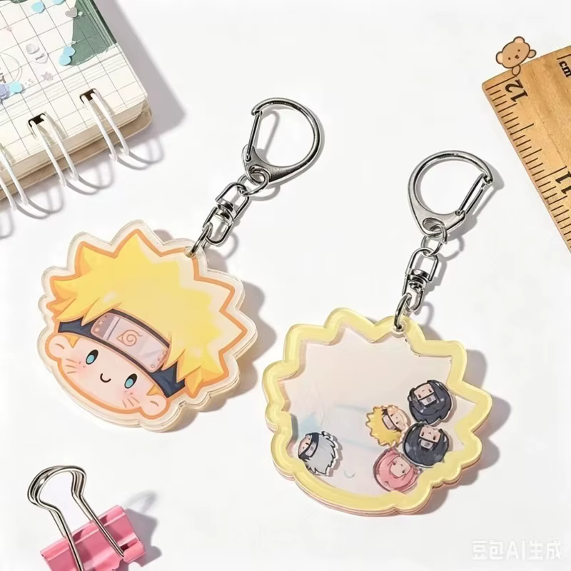 Porte-clés en acrylique Naruto Uzumaki et Sasuke Uchiha, accessoire d'animation créatif, pendentif mignon pour rockers, cadeau