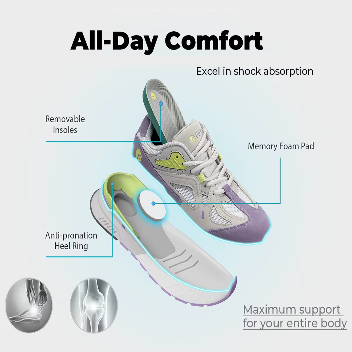 Chaussures de marche Extra larges pour femmes baskets légères à large largeur pour pied plat fasciite plantaire