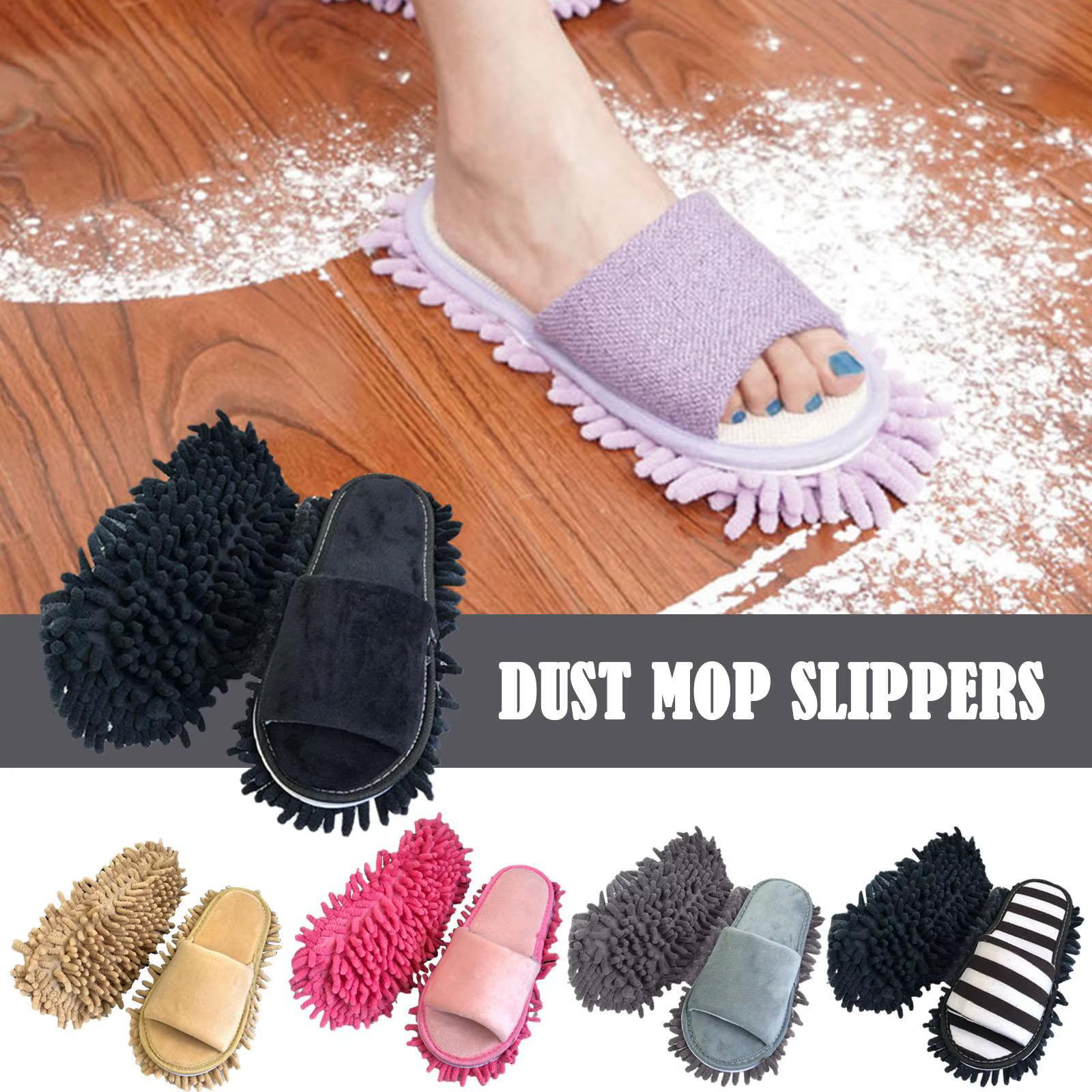 Pantoufles multifonctions en microcarence pour livres de sol, chaussures de nettoyage paresseuses, chaussures anti-poussière pour la maison