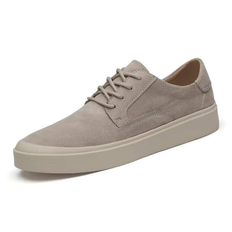 Baskets décontractées en cuir suédé beige pour hommes