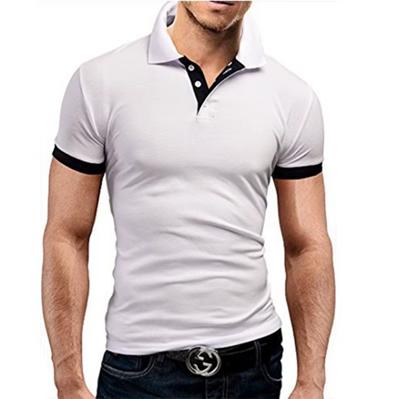 Polo à Manches Courtes pour Homme, T-shirt de dehors, Polyvalent, Respirant, Slim