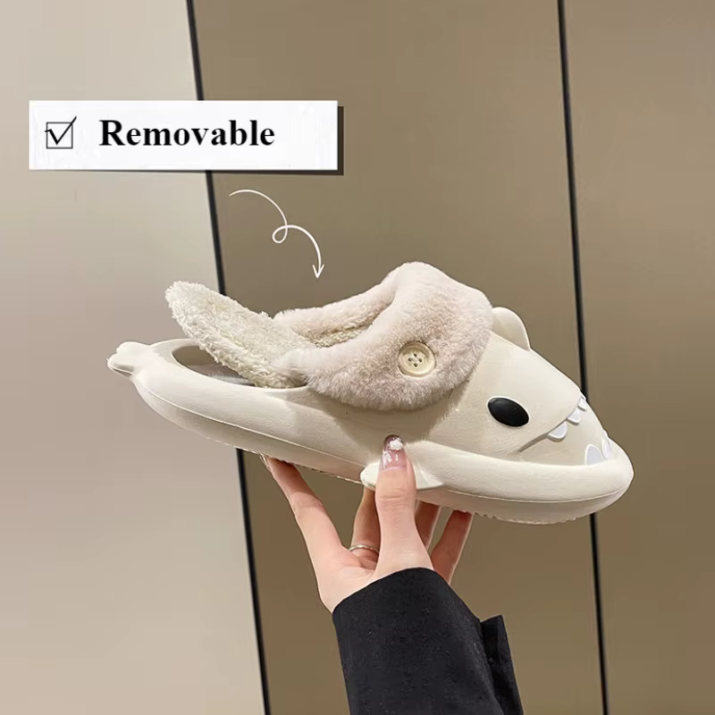 Pantoufles en coton requin pour femmes