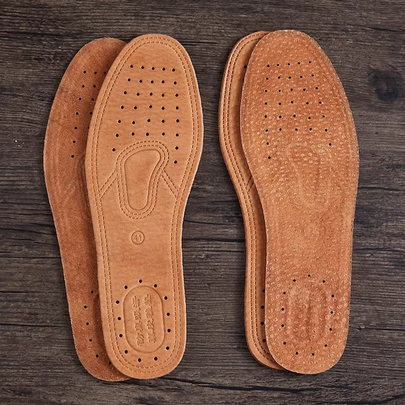 1 paire de semelles intérieures en cuir de vache pour chaussures hommes déodorant confortable semelle intérieure en cuir décontracté pieds qualité en cuir véritable chaussures plates semelle