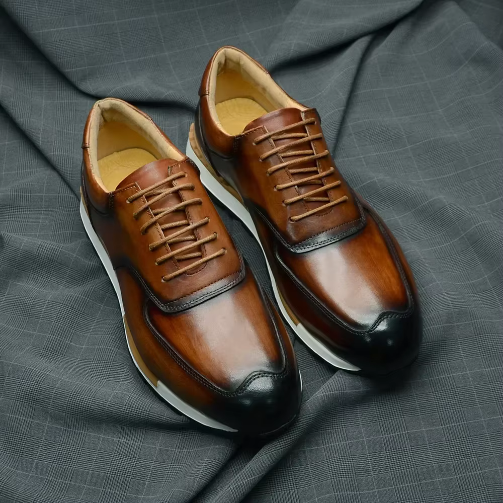 Marque chic en cuir véritable hommes baskets décontractées chaussures mode européenne automne hiver semelle