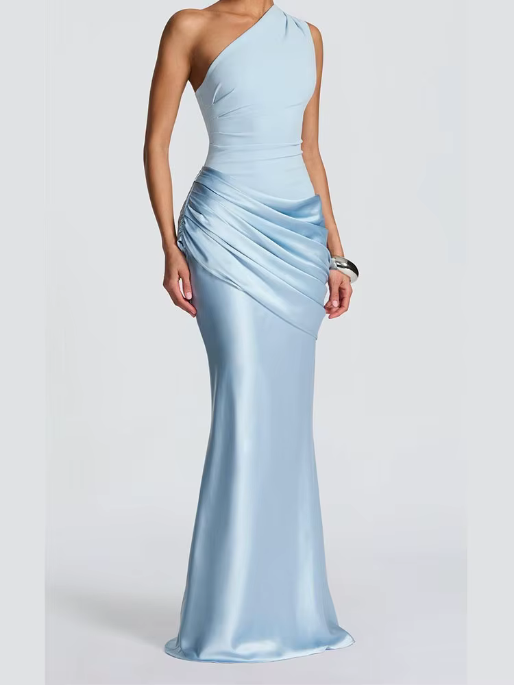 Robe élégante de style rétro classique à effet drapé, coupe ajustée irrégulière, sexy et haut de gamme, pour femmes, style élégant
