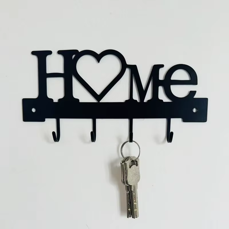 Porte-clés mural en forme de cœur avec crochets - Fixation murale sans perçage, Organisateur en métal pour la décoration du salon, Support à clés | Porte-clés mural