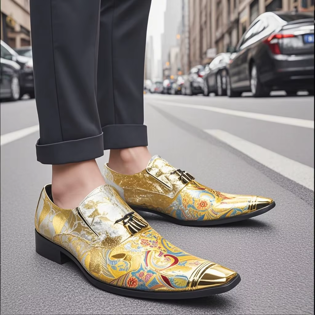 Style britannique bout carré luxe chaussures formelles classique grande taille scène spectacle