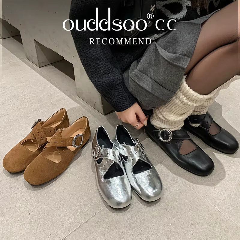 Ods femmes chaussures plates bout rond luxe peu profond baskets mode boucle sangle mocassins