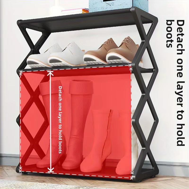 Étagère à chaussures robuste en forme de X - Gain de place