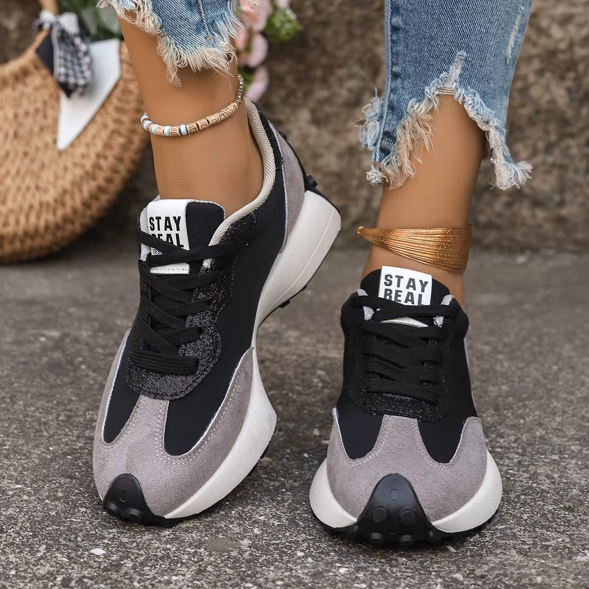 Femmes baskets chaussures de marche décontractées femme automne mode à lacets