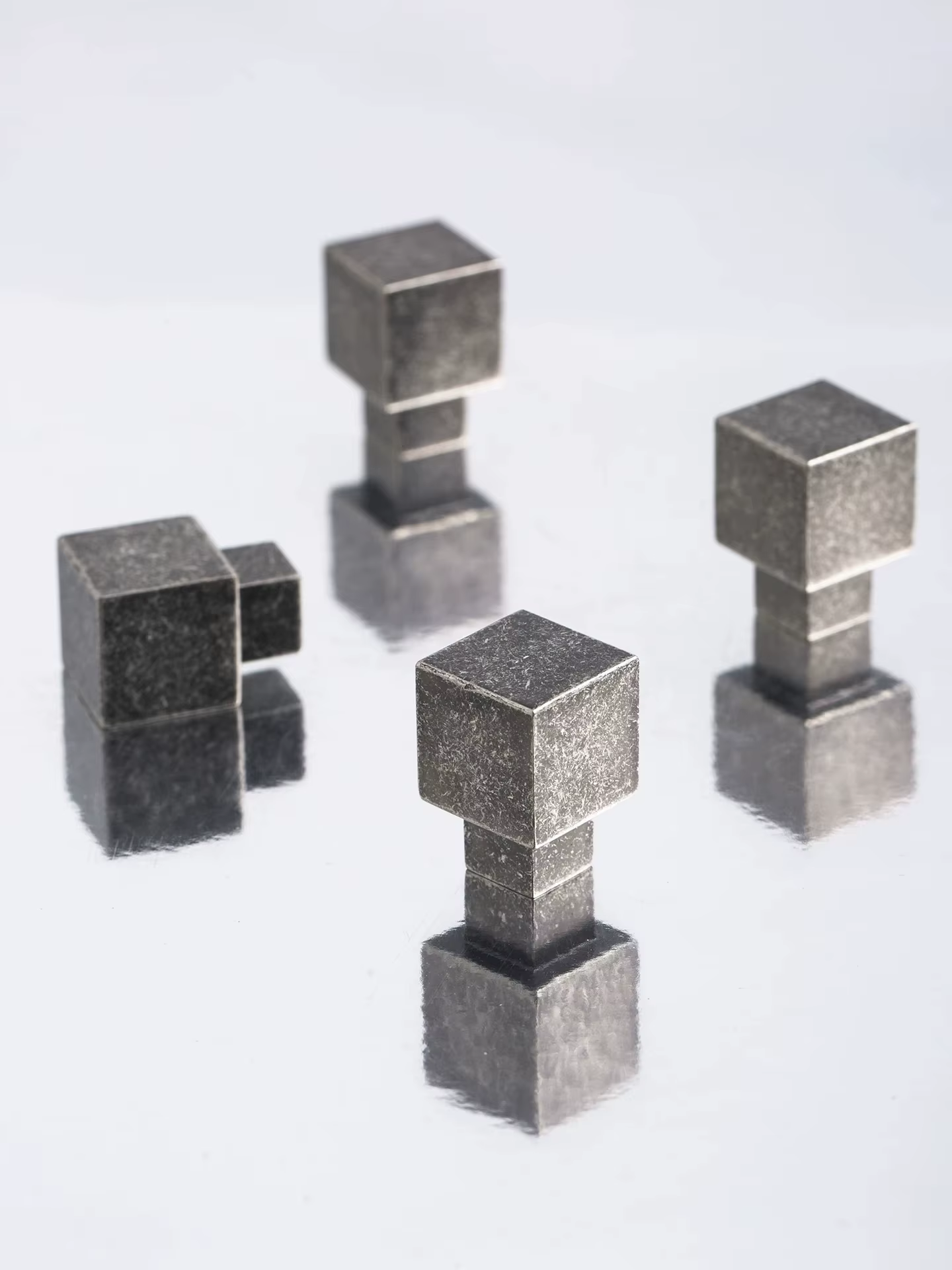Poignées de tiroir et boutons de meuble style industriel rétro, à trou unique, pour porte de placard de chambre, en laiton massif, forme cube, noir, gris, petits