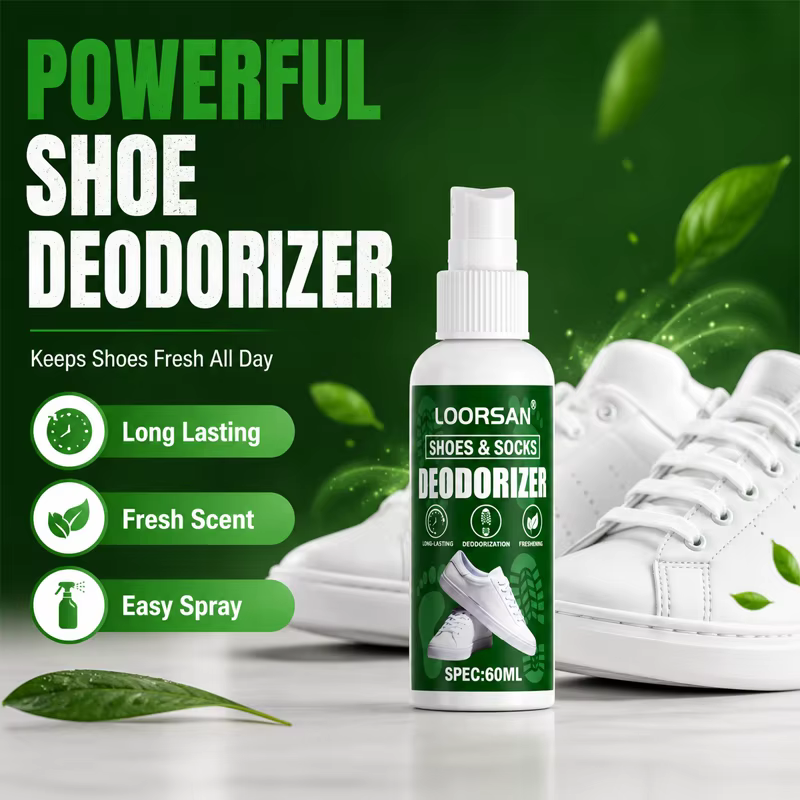 Spray désodorisant puissant pour chaussures, neutraliseur d'odeurs instantané, rafraîchisseur longue durée pour baskets, bottes, chaussettes et armoires à chaussures