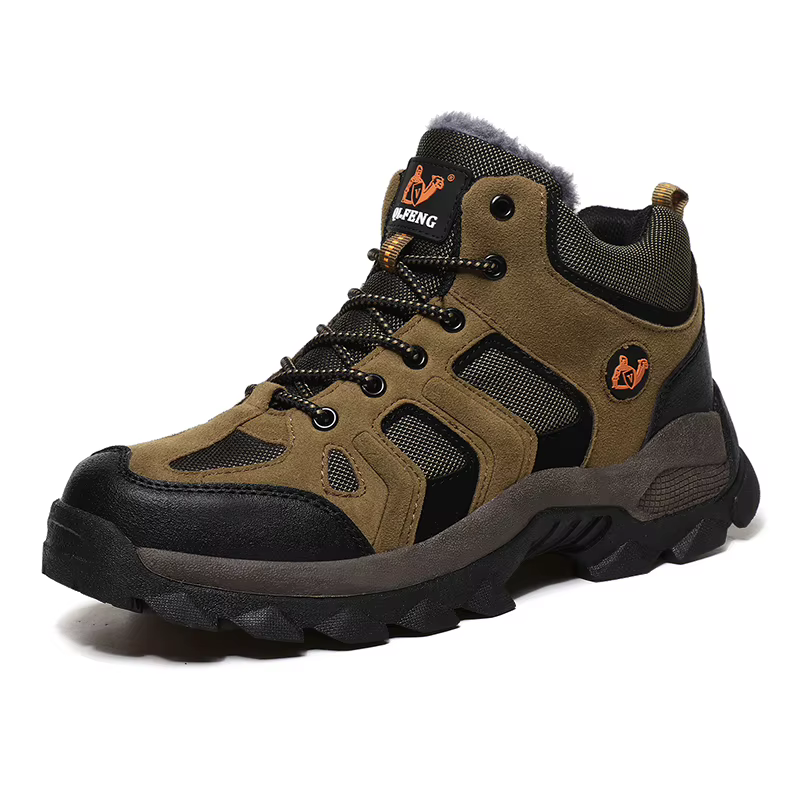 Grande taille hiver chaussures de randonnée hommes neige chaude fourrure cuir bottes