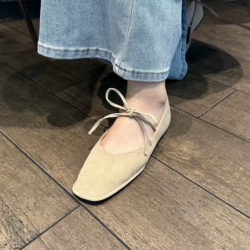 SUOJIALUN 2025 marque femmes Vintage chaussures plates grande taille dames élégant à lacets talons bas