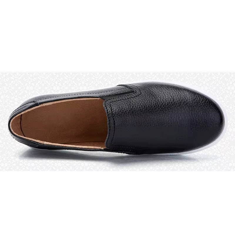 WOIZGIC Femmes Dames Femme Gril Cuir group Blanc Chaussures Plates Platforn Sneakers Slip On Soft Fellow Canized