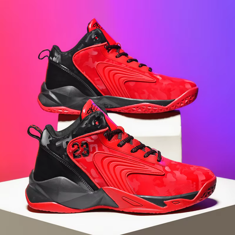 Chaussures de basket-ball pour hommes, chaussures de sport plates et confortables, résistantes à l'usure, à rebond, antidérapantes, à amorti, bottes d'entraînement