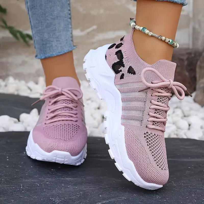 Chaussures femme baskets imprimé léopard