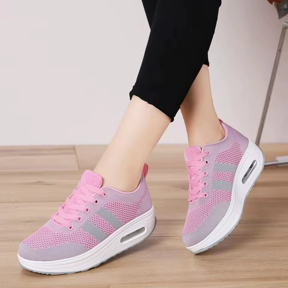 Nouvelles Chaussures Décontractées Femme 2025 – Baskets Respirantes à Semelle Compensée, Tendance et Confortables, en Maille Respirante, à Enfiler, Coupe Basse