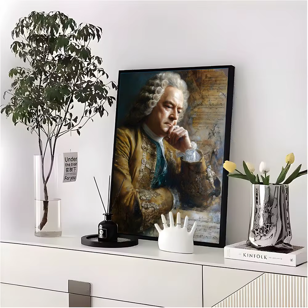 Affiche de compositeur baroque Johann Sebastian Bach, de qualité supérieure, pour la maison, la salle, le Bar, le café, décoration murale, article cadeau
