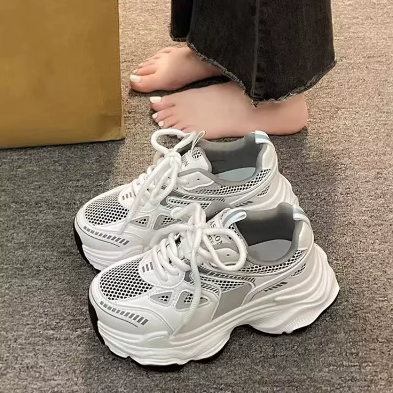 Nouvelles baskets décontractées multifonctionnelles à plateforme rehaussée en maille respirante pour homme