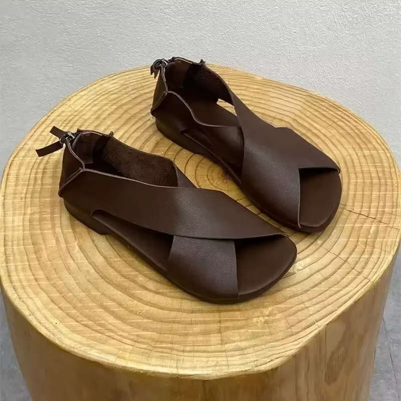 Été nouvelles femmes sandale mode bout ouvert femme Simple gladiateur chaussure appartements talon décontracté plage romain dames chaussures Sandalias Mujer