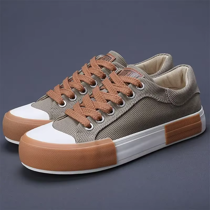 Hommes toile chaussures décontracté à lacets baskets mode d'été respirant vulcaniser