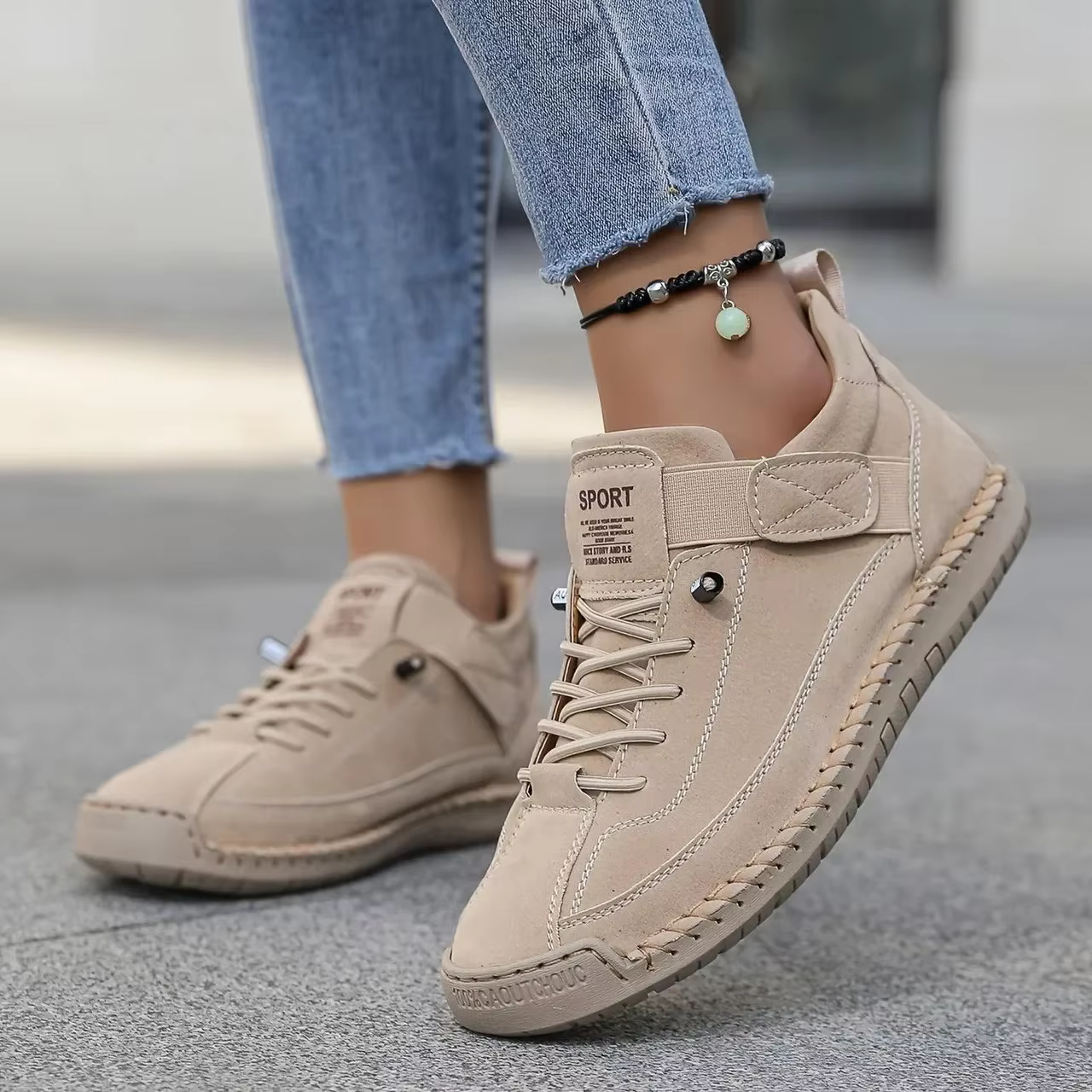 Chaussures d'été femme plate-forme loisirs mocassins à la main respirant baskets