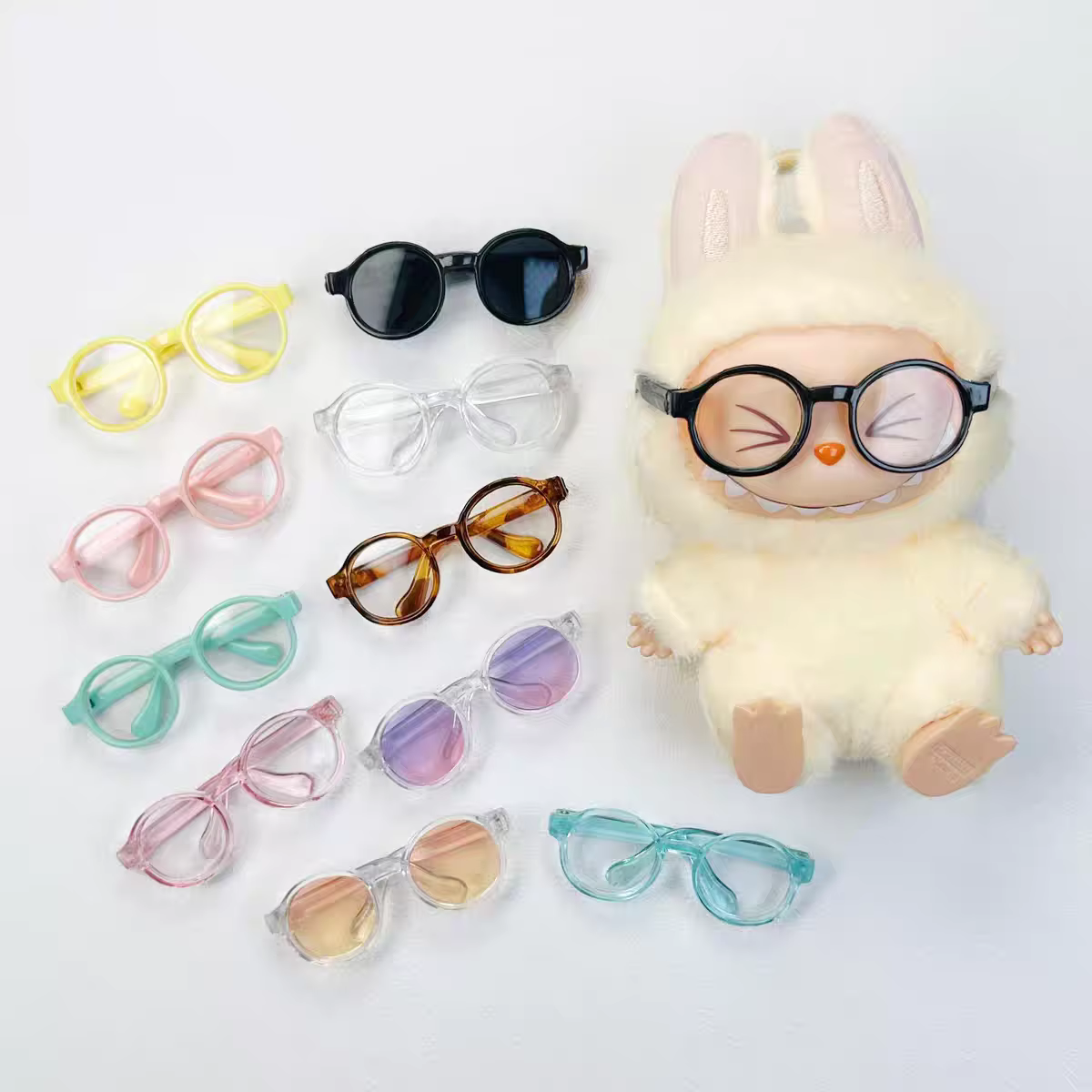 Labubu-Lunettes de Soleil Transparentes, Accessoires Colorés Bonbons, 15cm