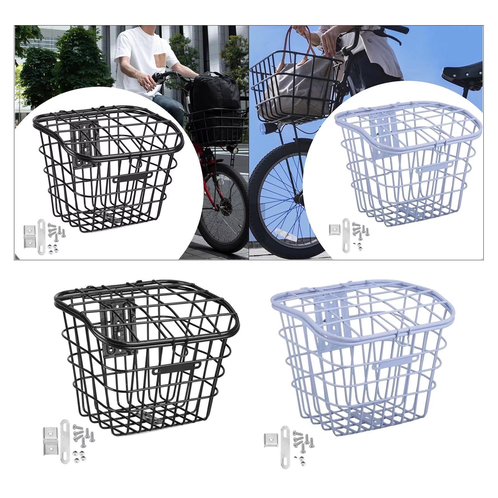 Panier avant de vélo avec couvercle pour cyclisme sur route, randonnée en plein air
