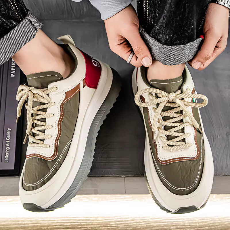 Baskets plateforme homme 2026 – Collection automne – Chaussures décontractées confortables antidérapantes en cuir souple – Idéales pour la course à pied