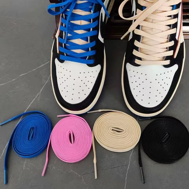 Lacets plats en coton ciré bleu rose hommes femmes tendance personnalité baskets Sport décontracté basket-ball foudre