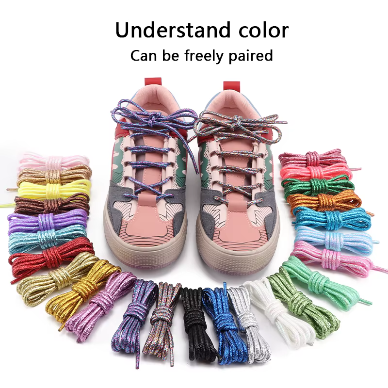 Lacets de chaussures à paillettes métalliques