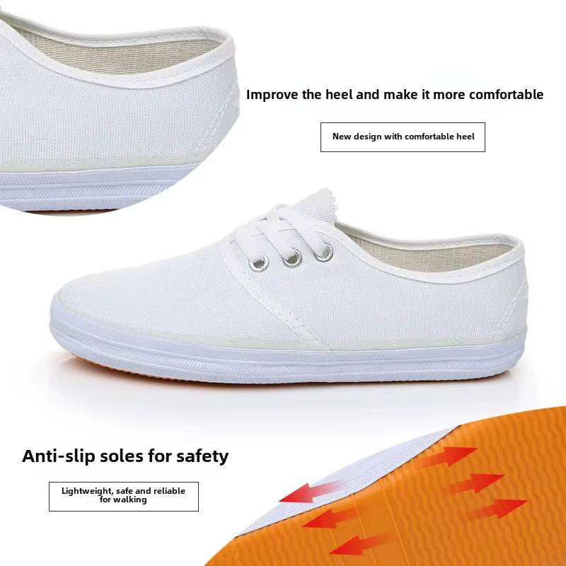 Chaussures de danse et de spectacle en toile blanches pour enfants