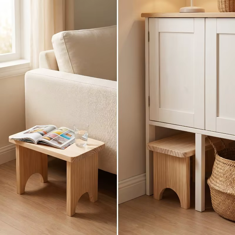 1 banc d'entrée en bois massif fait à la main – Naturel, sans odeur, tabouret à chaussures minimaliste – Gain de place et capacité de charge stable