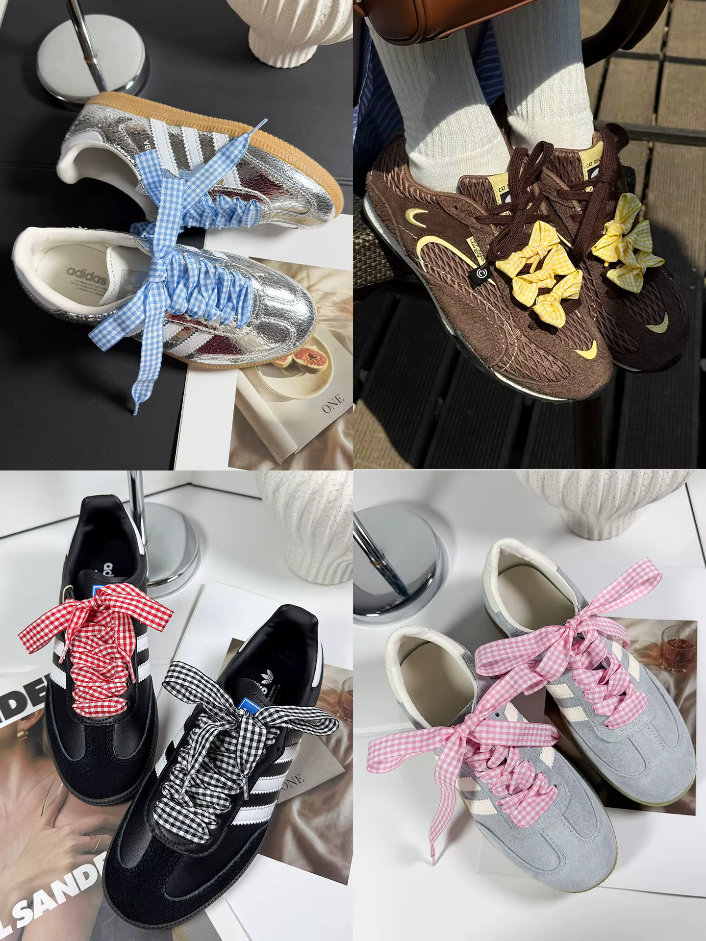 1 Paire de Lacets Mignons à Carreaux Vichy Pastel