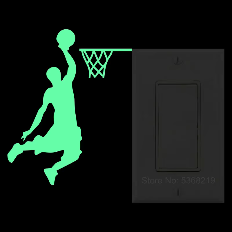 Autocollant mural lumineux en vinyle pour joueur de basket-ball Dunk