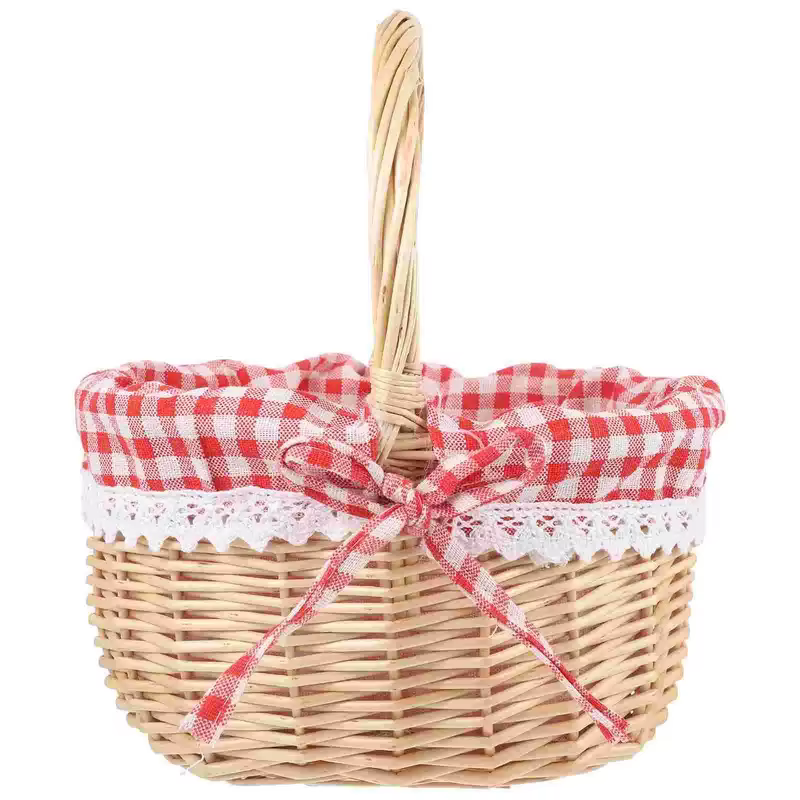 Zerodeko petit chaperon rouge panier tissé à la main sac de pique-nique panier cadeau panier de rangement en osier panier intérieur en lin rangement