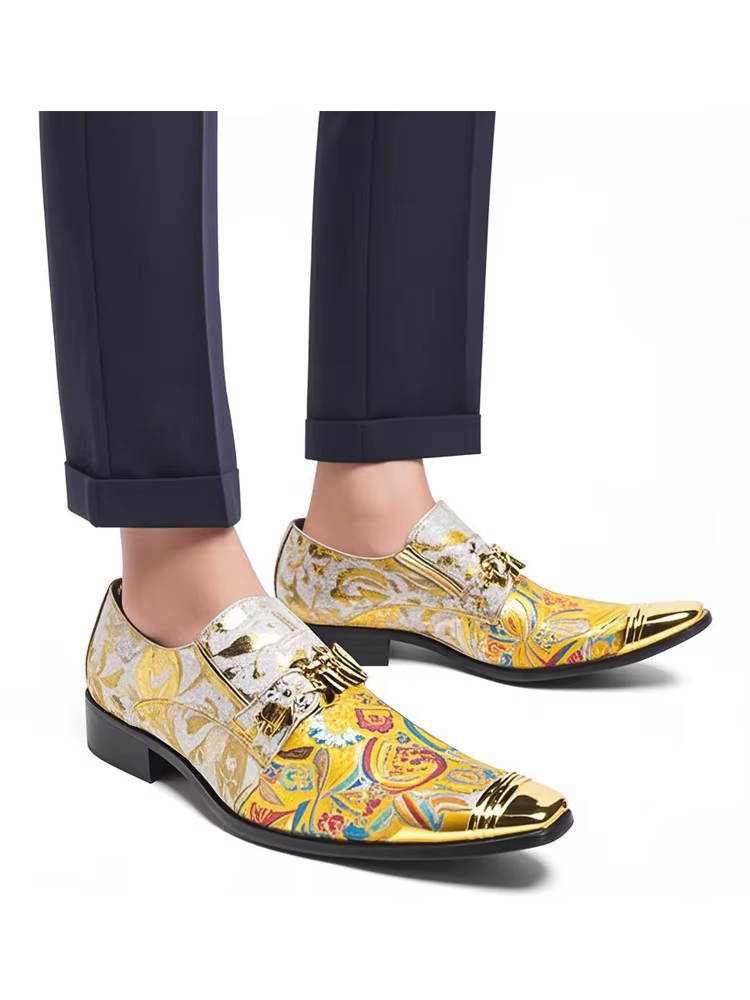 Style britannique bout carré luxe chaussures formelles classique grande taille scène spectacle