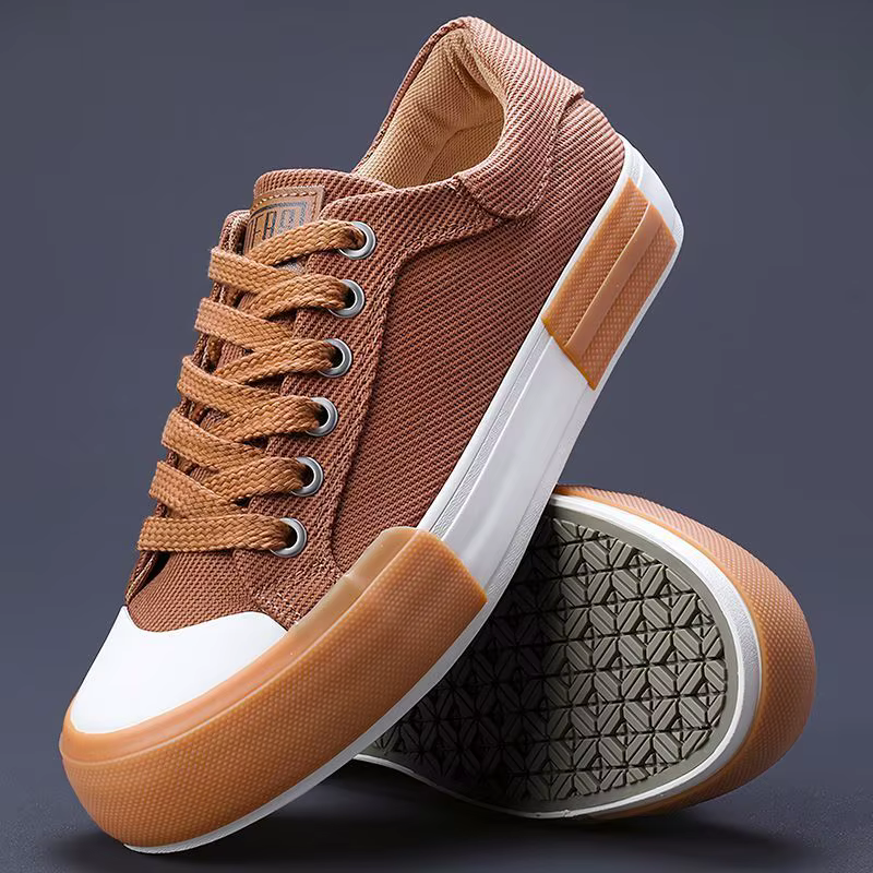Hommes toile chaussures décontracté à lacets baskets mode d'été respirant vulcaniser