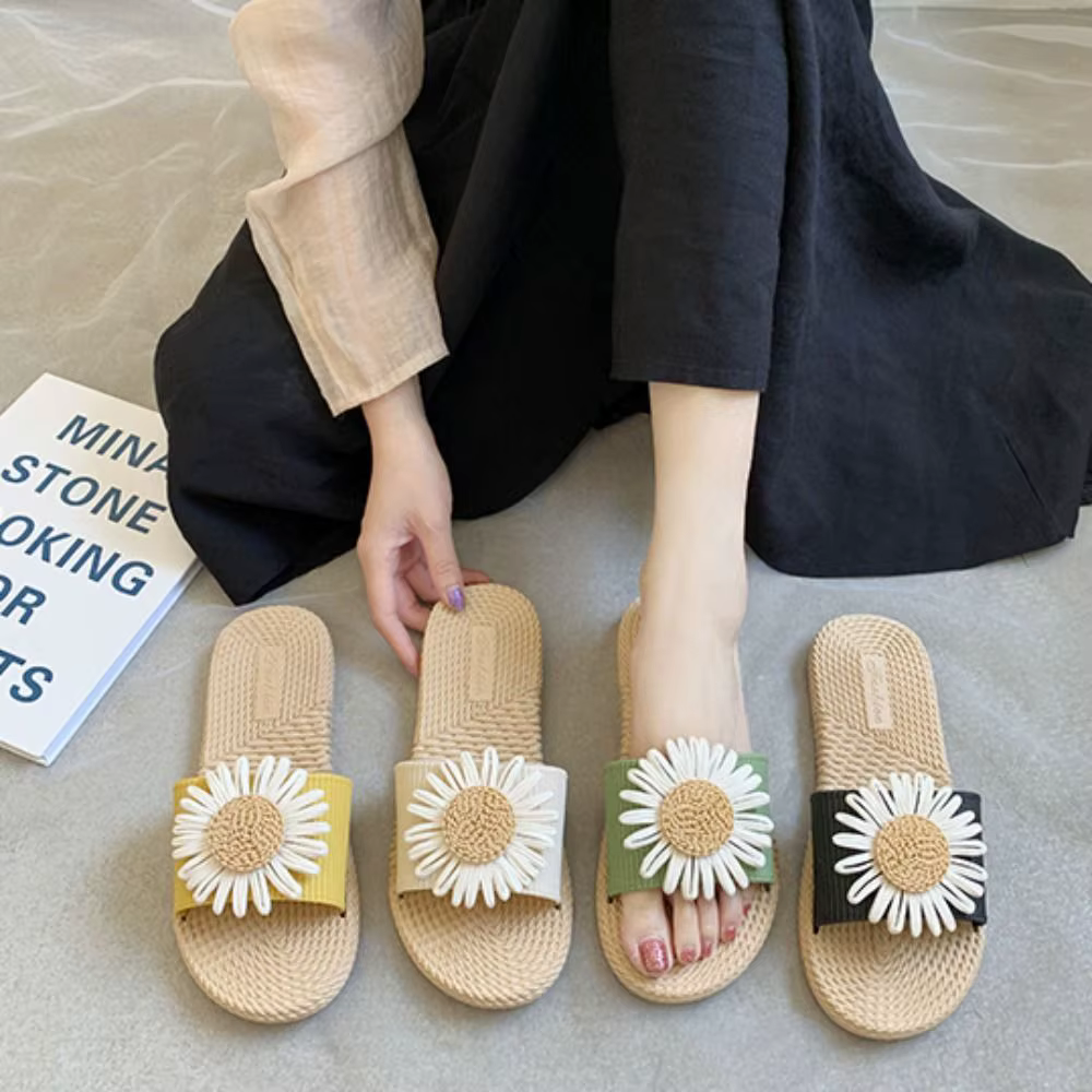 Sandales plates élégantes en PVC à fleurs