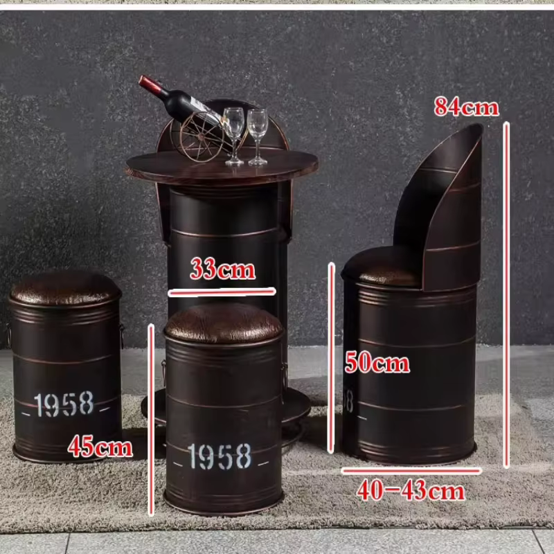 Tabouret de bar industriel rétro avec cadre en métal robuste et siège seau en cuir, meubles de pub de bar de maison de style vintage, assemblage facile
