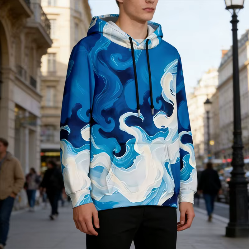Sweat à capuche surdimensionné pour hommes, imprimé d'art abstrait moderne, pull à capuche avec poche, Streetwear, mode Couple