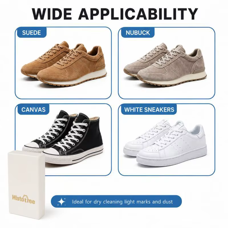 Gomme nettoyante pour chaussures en daim, nettoyant à sec sans eau pour daim, nubuck et baskets blanches, détachant portable pour chaussures