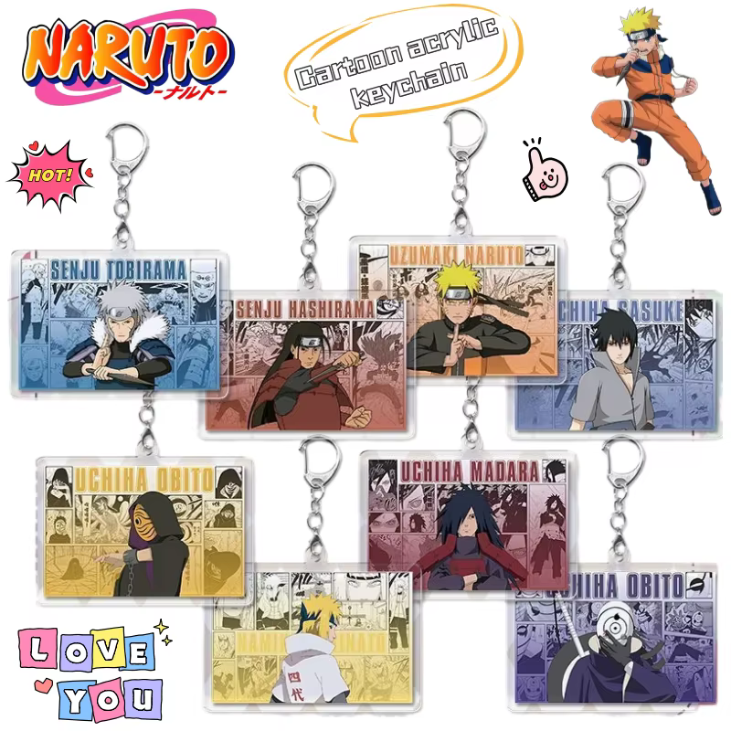 Porte-clés en acrylique Naruto Uzumaki, Sasuke Uchiha, Kakashi Hatake, accessoire d'anime, pendentif de sac à dos bidimensionnel de dessin animé