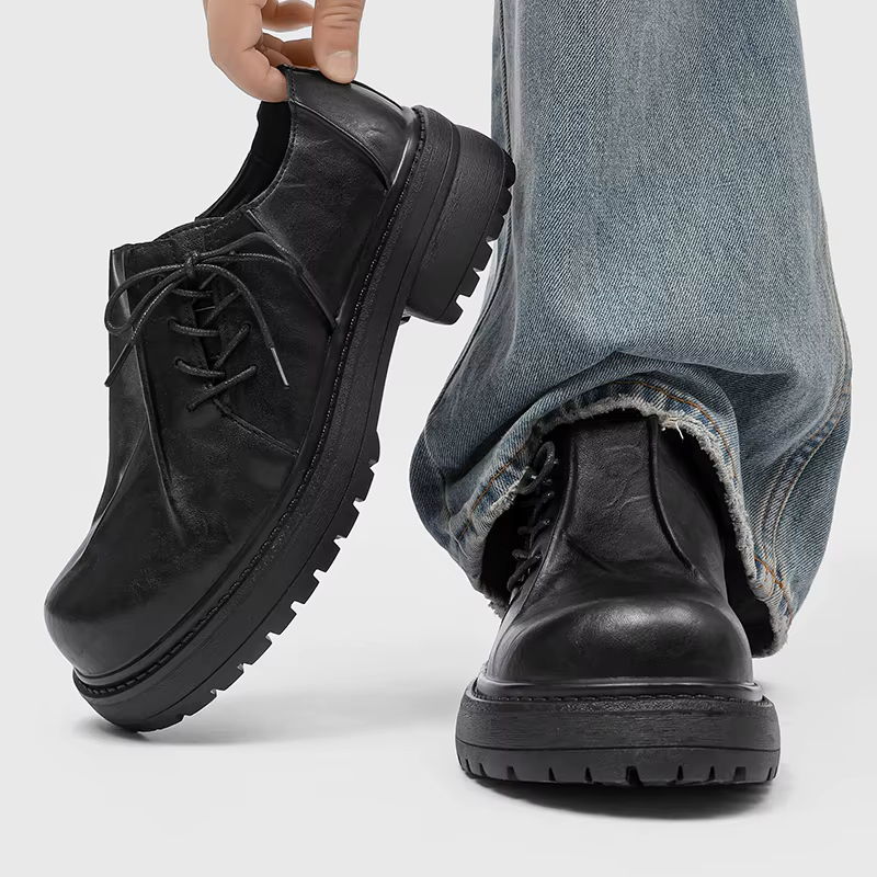 Derby chaussures en cuir à semelles épaisses pour hommes Styles de créateurs de mode Fête et Travail Loisirs et