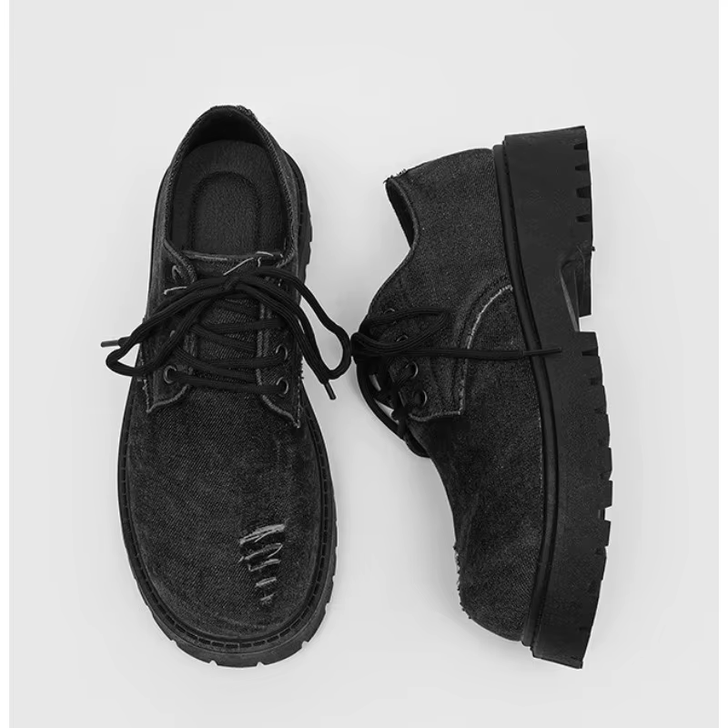 Chaussures Derby en jean déchiré pour hommes